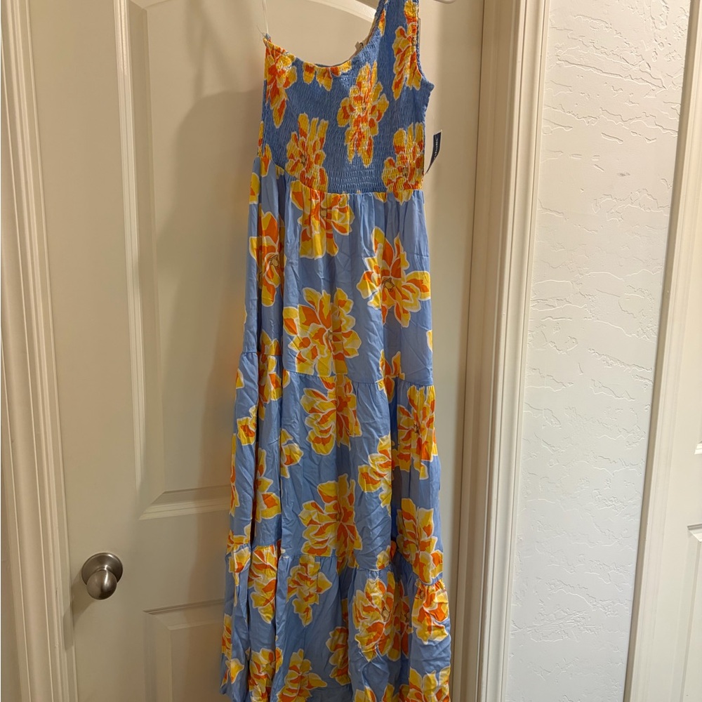 Floral Blue and Yellow Maxi Dress